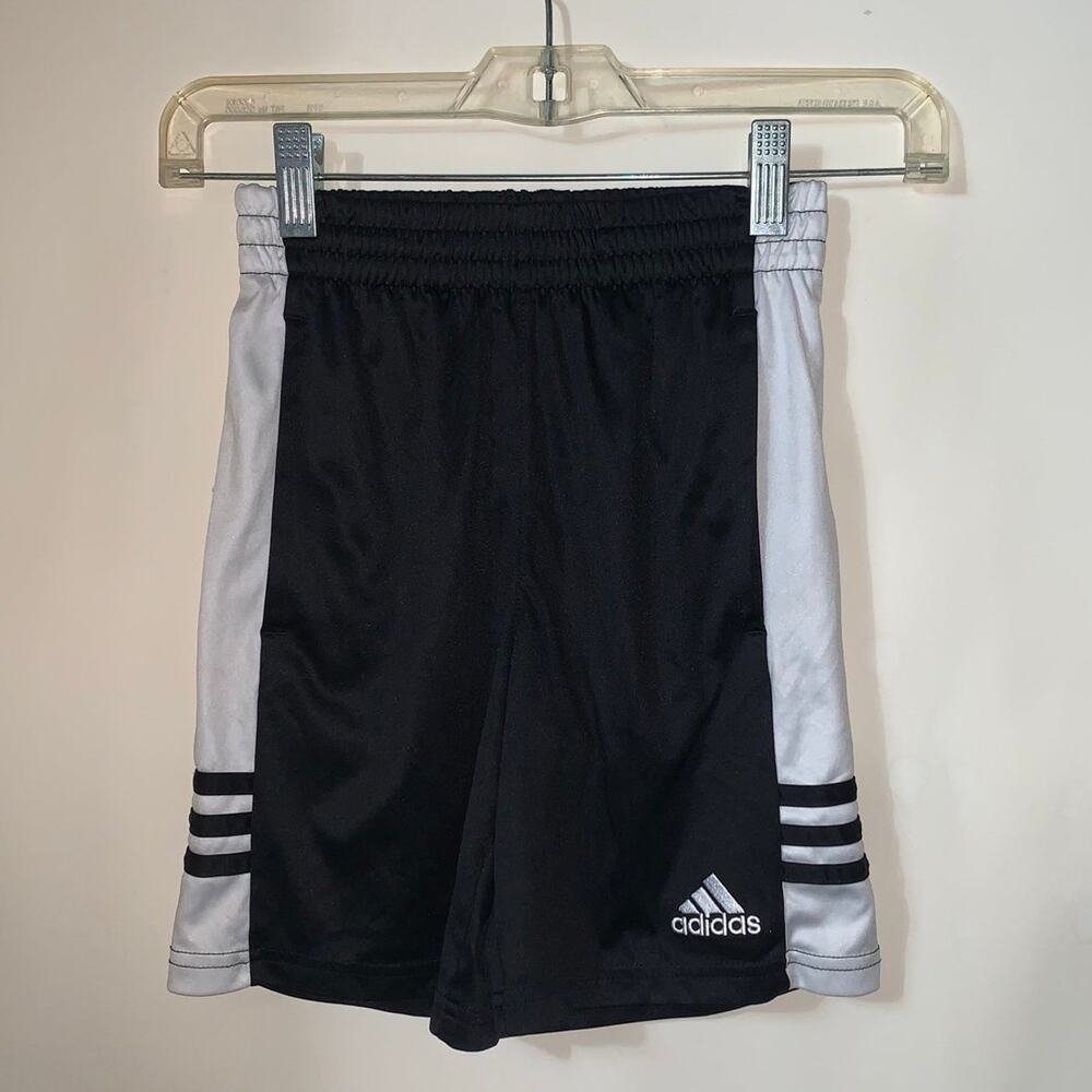 ADIDAS Boys Small Athletic Basketball Sports Shorts Black Elastic Waist